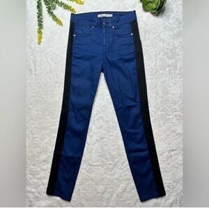 Karen Millen Tuxedo Stripe Mid Rise Skinny Jeans in Indigo and Black Womens 2